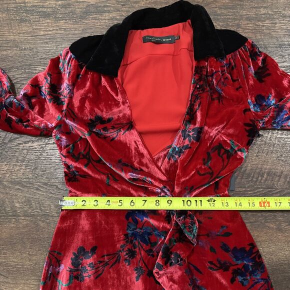 House of Harlow Revolve Joline Dress Mini Red Fluer Velvet Wrap Size XS New - Picture 9 of 13